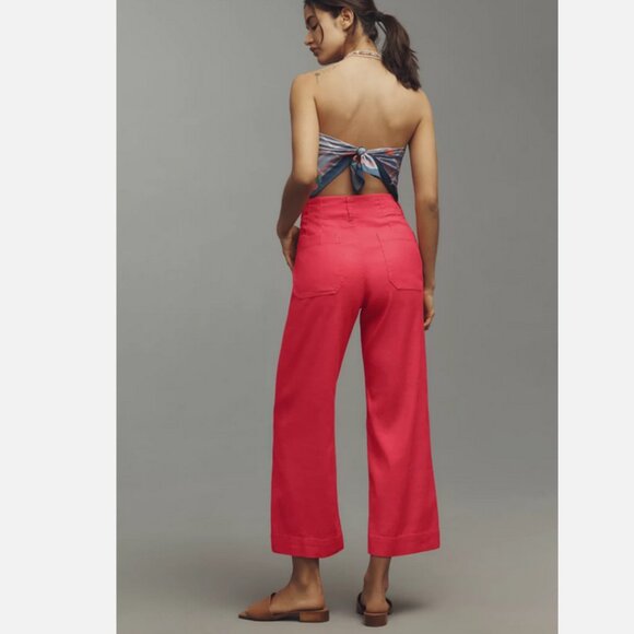 Anthropologie Maeve The Colette Linen Blend Crop Wide-Leg Pants 22W NWT Pink 22 - Picture 6 of 6